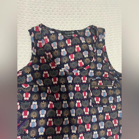 Forever 21 sleeveless owl print blouse - Picture 5 of 7
